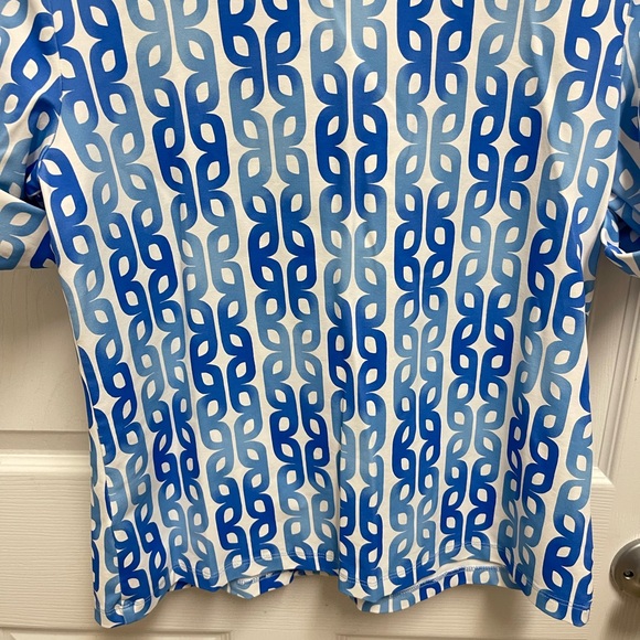 J. McLaughlin Blue Pattern Button Down Top - Picture 11 of 12